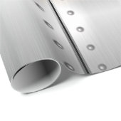 Silver-grijze metalen strepen patroon cadeaupapier (Rol Hoek)