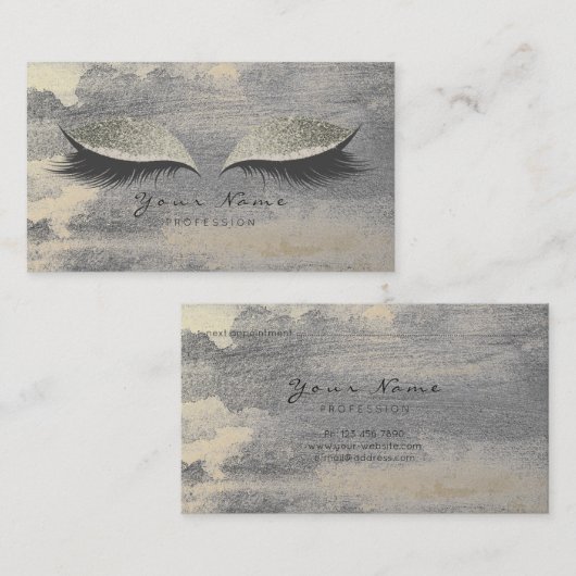 Silver Grungy Lashes Gold Cement-Benoemingskaart Visitekaartje (Voorkant / Achterkant)