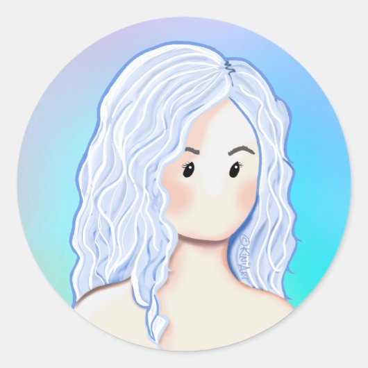 Silver Hair Beauty Ronde Sticker (Voorkant)
