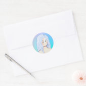 Silver Hair Beauty Ronde Sticker (Envelop)