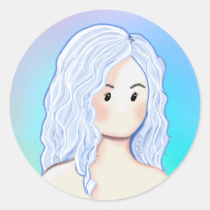 Silver Hair Beauty Ronde Sticker
