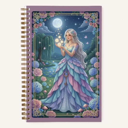 Silver Hair Fairy & Shimmering Petal Gown Journal Notitieboek (Voorkant)