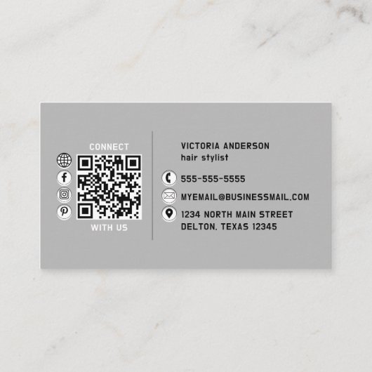 Silver Hair Glitter Drips Typografie Stylist Salon Visitekaartje (Achterkant)
