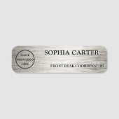 Silver Hairline Classic Name Badge Custom (Voorkant)