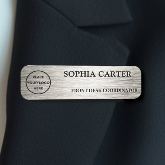 Silver Hairline Classic Name Badge Custom