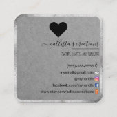 Silver Handgemaakt met Love Etsy Home Crafter Art Vierkante Visitekaartje (Achterkant)