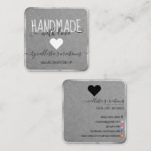 Silver Handgemaakt met Love Etsy Home Crafter Art Vierkante Visitekaartje (Voorkant / Achterkant)