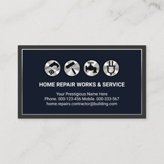 Silver Handyman Tools Lijst Visitekaartje (Achterkant)