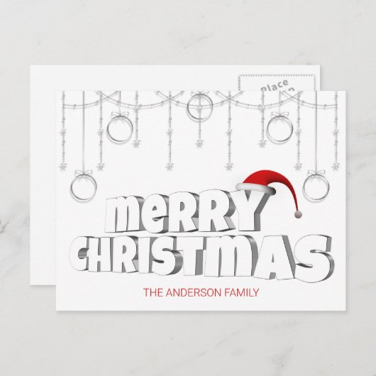 Silver Hanging Decoration Feestdagenkaart (Voorkant / Achterkant)