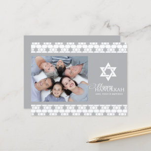Silver Hanukkah Star van David Pattern Modern foto Feestdagenkaart