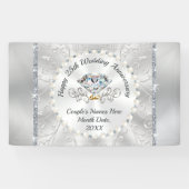 Silver Happy 25th Wedding Jubileum Banners (Horizontaal)