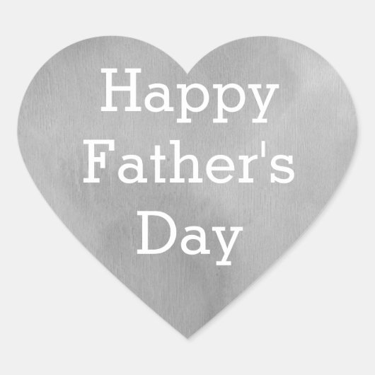Silver Happy Fathers Day Hart Sticker (Voorkant)