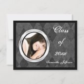 Silver Harlequin Round Lijst Photo Afstuderen Kaart (Voorkant)