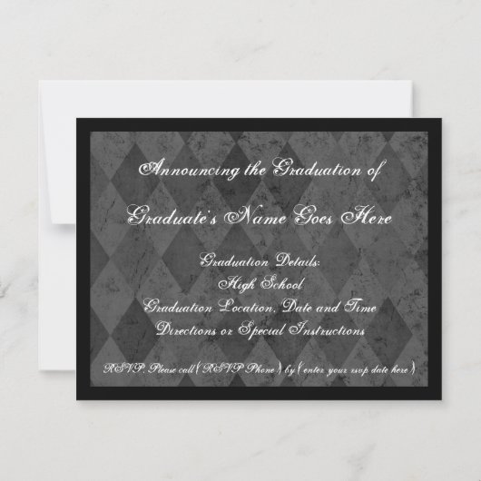 Silver Harlequin Round Lijst Photo Afstuderen Kaart (Achterkant)