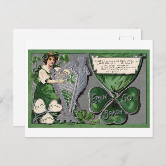 Silver Harp, Shamrock, St. Patrick's Day,  Briefkaart (Voorkant / Achterkant)