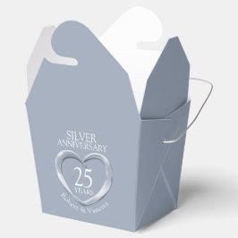 Silver hart 25th bruiloft aangepaste naam bedankdoosjes