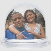 Silver hart 25th bruiloft aangepaste naam sneeuwbol (Achterkant)