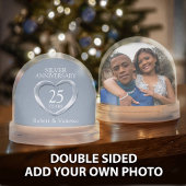 Silver hart 25th bruiloft aangepaste naam sneeuwbol