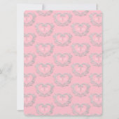 Silver-hart bruiloft roze en witte uitnodiging (Achterkant)