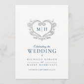 Silver-hart donkerblauw- en wittrouwprogramma programmakaart (Voorkant)