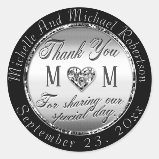 Silver Hartelijk dank voor uw klassieke ronde Stic Ronde Sticker (Voorkant)