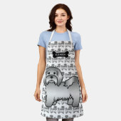 Silver Havanese Cartoon Dog Illustration & Name Schort (Gedragen)