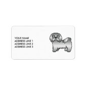 Silver Havanese Cute Cartoon Dog & Custom Text Etiket (Voorkant)