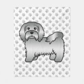 Silver Havanese Cute Cartoon Dog Illustratie Fleece Deken (Voorkant)