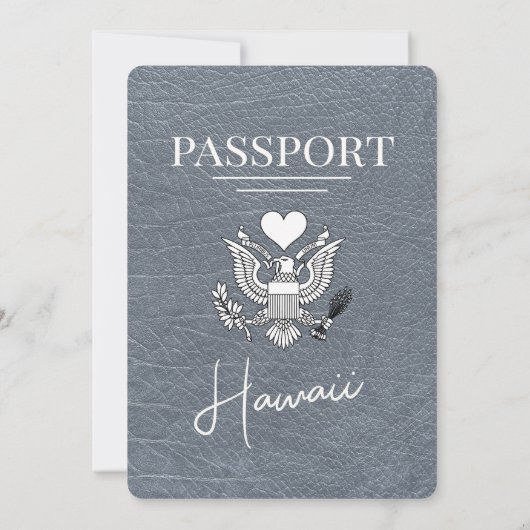 Silver Hawaii Passport Wedding Invitation Kaart (Achterkant)