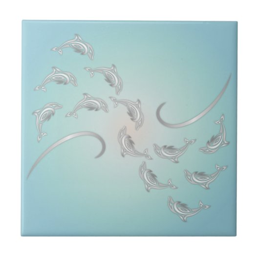 "Silver Hawaiian Waves" | Moderne kustlijn Tegeltje (Voorkant)