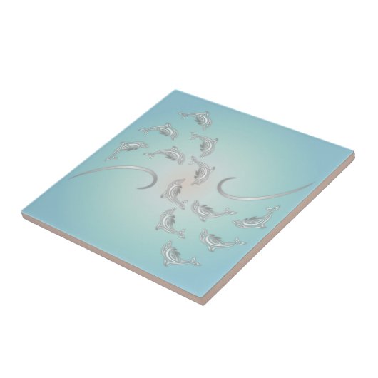 "Silver Hawaiian Waves" | Moderne kustlijn Tegeltje (Zijkant)