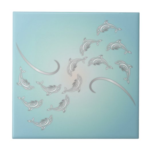 "Silver Hawaiian Waves" | Moderne kustlijn Tegeltje (Voorkant)