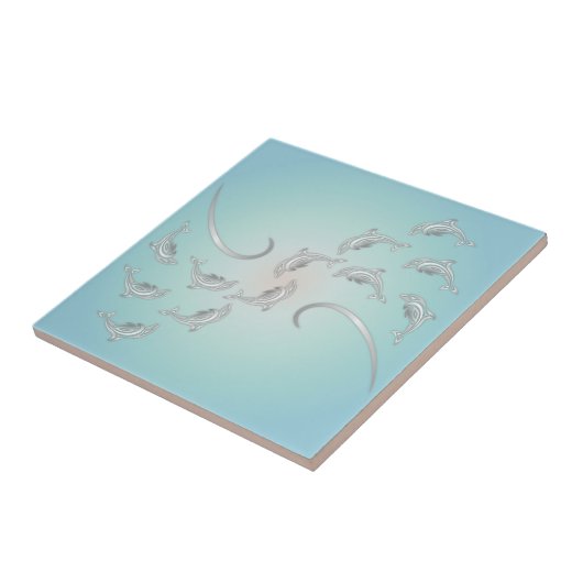 "Silver Hawaiian Waves" | Moderne kustlijn Tegeltje (Zijkant)