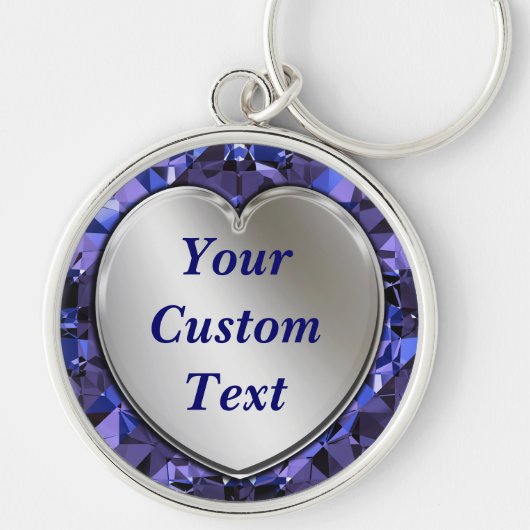 Silver Heart & Blue Diamonds Premium Sleutelhanger (Voorkant)