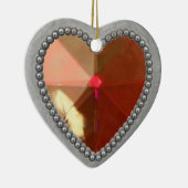 Silver Heart en Ruby Photo Lijst Keramisch Ornament (Rechts)