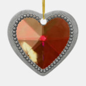 Silver Heart en Ruby Photo Lijst Keramisch Ornament (Voorkant)