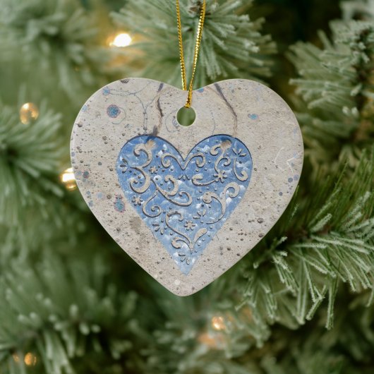 Silver Heart Keramisch Ornament (Boom)
