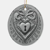 Silver Heart Lock-ornament Keramisch Ornament (Links)