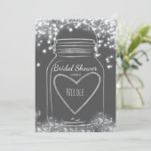 Silver Heart Mason Jar & Sparkle Lights ELKE KLEUR Kaart (Staand voorkant)