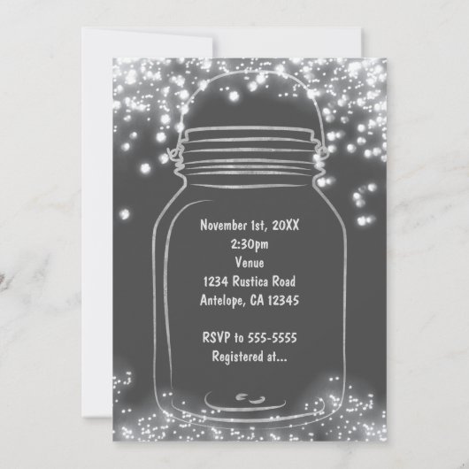 Silver Heart Mason Jar & Sparkle Lights ELKE KLEUR Kaart (Achterkant)