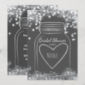 Silver Heart Mason Jar & Sparkle Lights ELKE KLEUR Kaart (Voorkant / Achterkant)