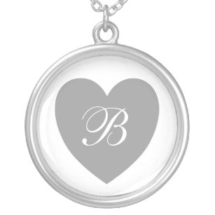 Silver Heart Monogrammed Ketting