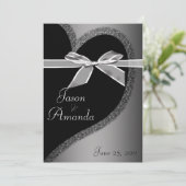 Silver Heart nodigt u uit met Bow Kaart (Staand voorkant)