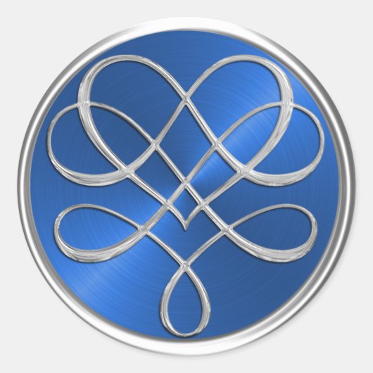 Silver Heart Ornament 38 Kleuropties Achtergrond Ronde Sticker (Voorkant)