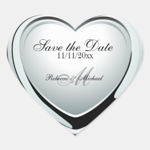 Silver Heart Pendant Bewaar de Datum Hart Sticker