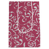 Silver Heart Pink Damask gepersonaliseerd Medium Cadeauzakje (Achterkant)