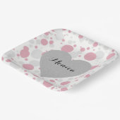 Silver Heart Pink Vrijgezellenfeest Polka Dots Par Papieren Bordje (Gebogen)