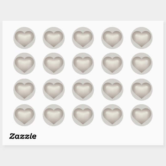 Silver Heart Ronde Sticker (Vel)
