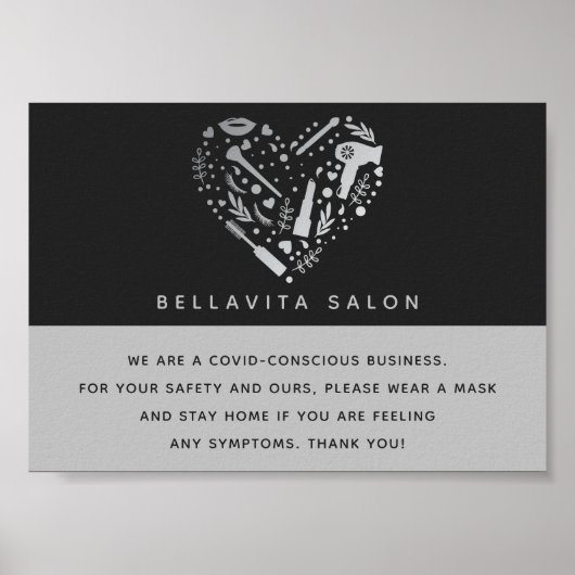 Silver Heart Salon Covid-bewuste veiligheid Poster (Voorkant)