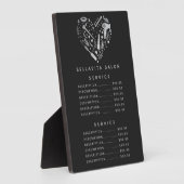 Silver Heart Salon Price Menu Plaque Fotoplaat (Zijkant)